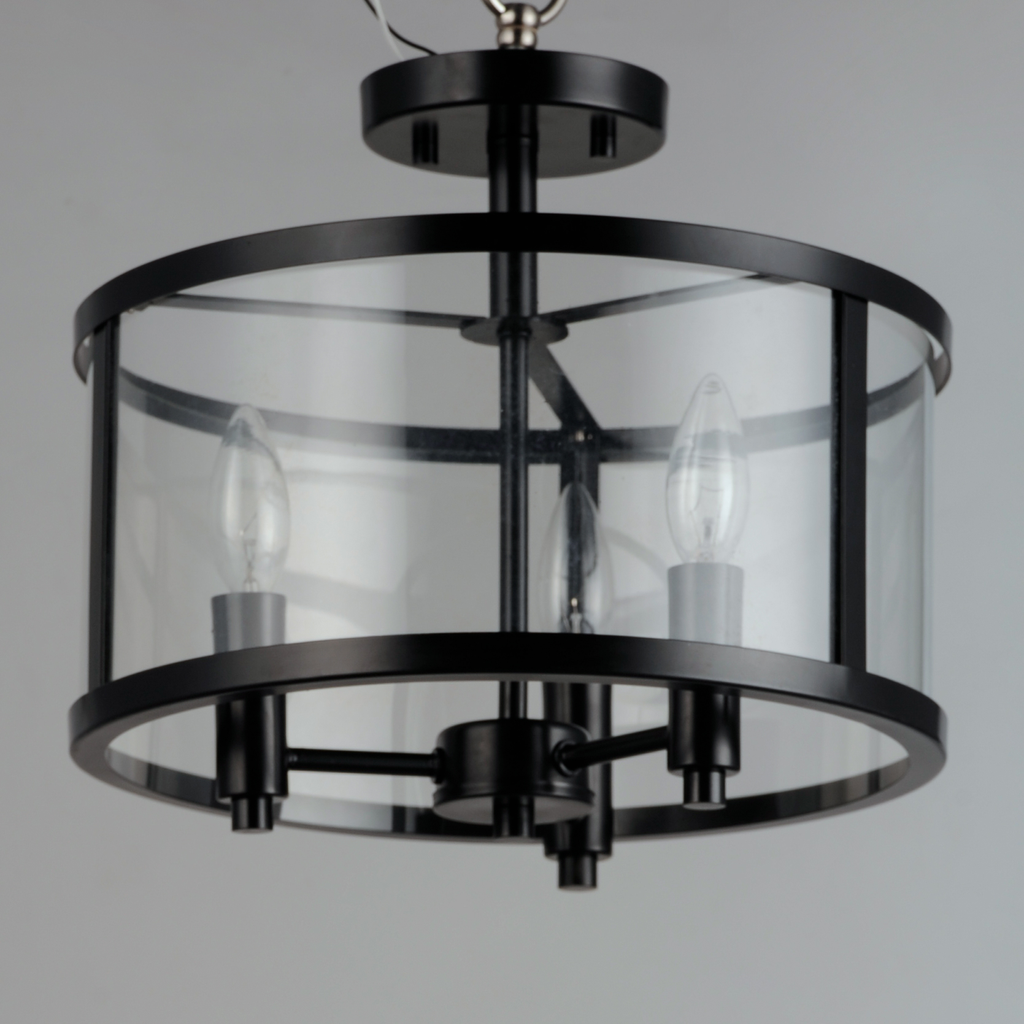 Sentinel 3-Light Semi Flush, Black