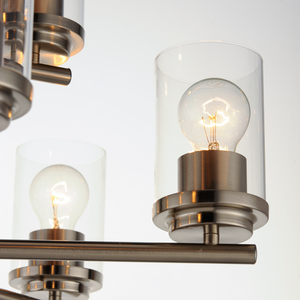 Corona 9-Light Chandelier, Satin Nickel