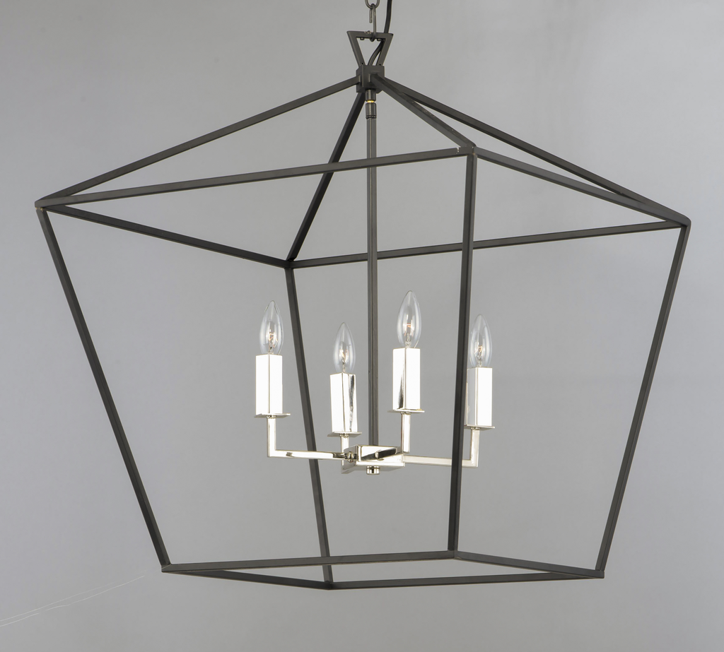 Abode 4-Light Chandelier, Textured Black / Polished Nickel