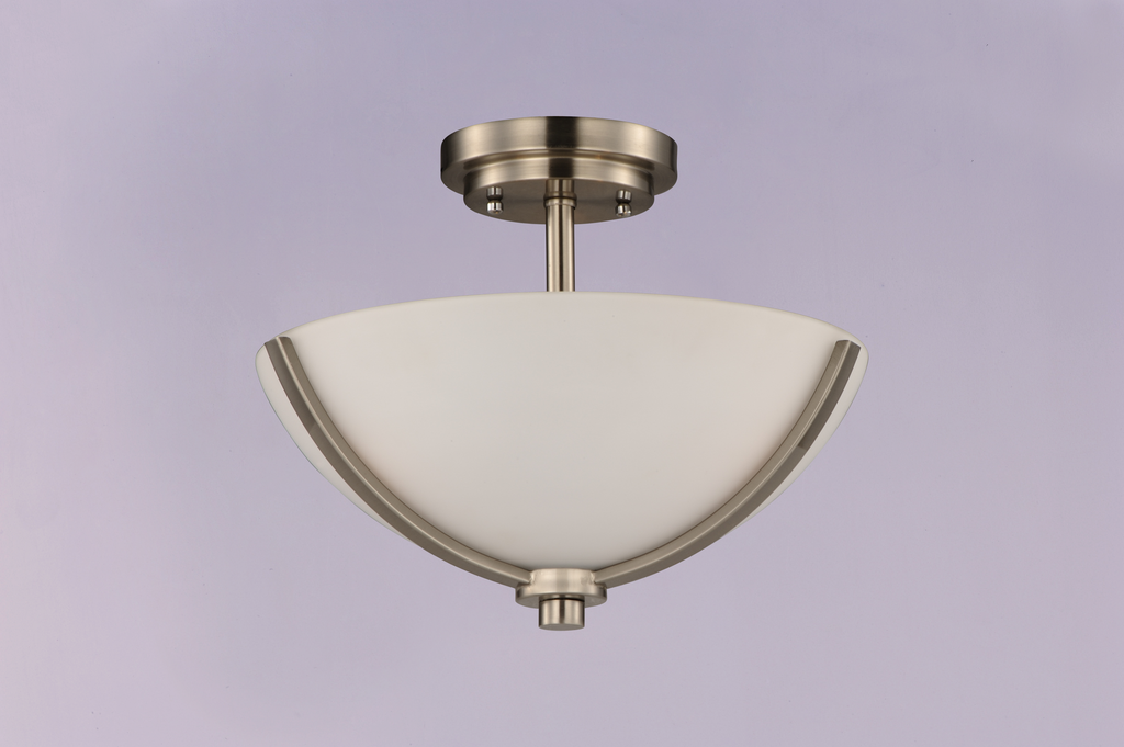 Deven 3-Light Semi-Flush Mount, Satin Nickel