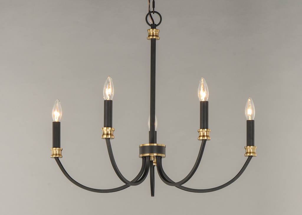 Charlton 5-Light Chandelier, Black / Antique Brass