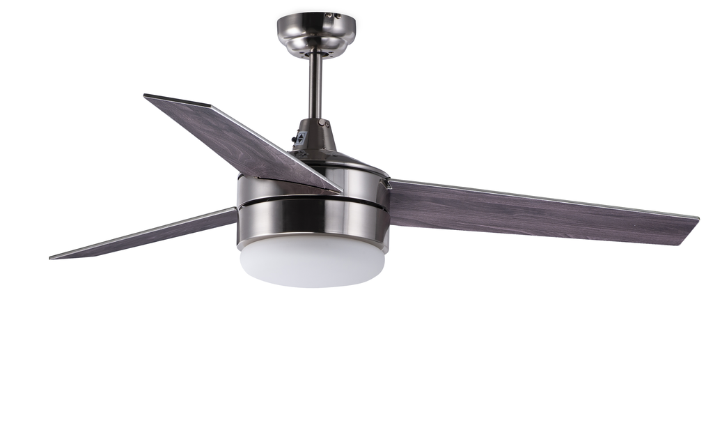 Trio 52" Ceiling Fan w2-Lt LED Bulb Wall Ctrl, Satin Nickel / Black