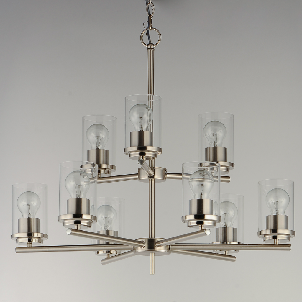 Corona 9-Light Chandelier, Satin Nickel