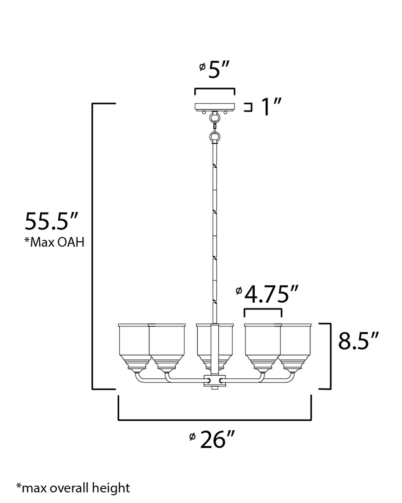 Acadia 5-Light Chandelier, Satin Nickel