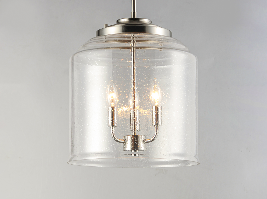 Acadia 3-Light Pendant, Satin Nickel
