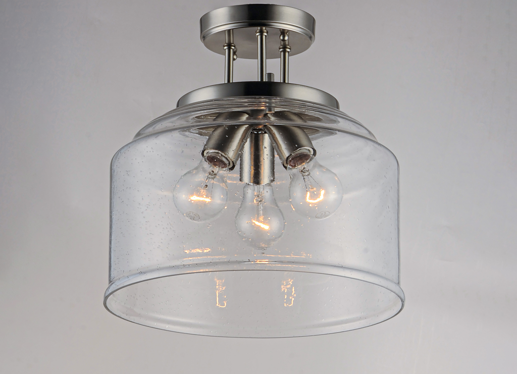 Acadia 3-Light Semi-Flush Mount, Satin Nickel