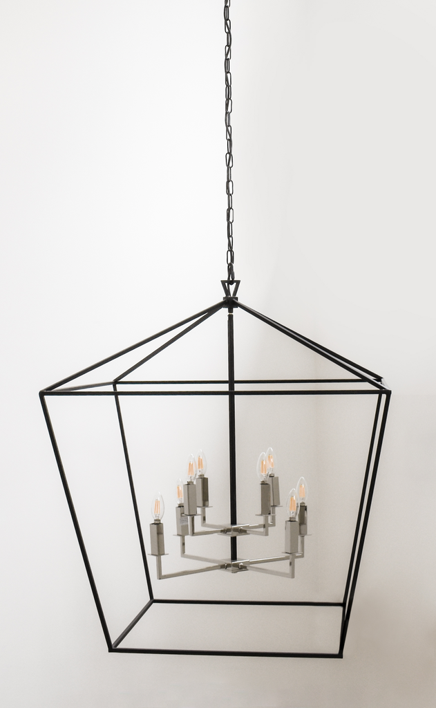 Abode 8-Light Chandelier, Textured Black / Polished Nickel