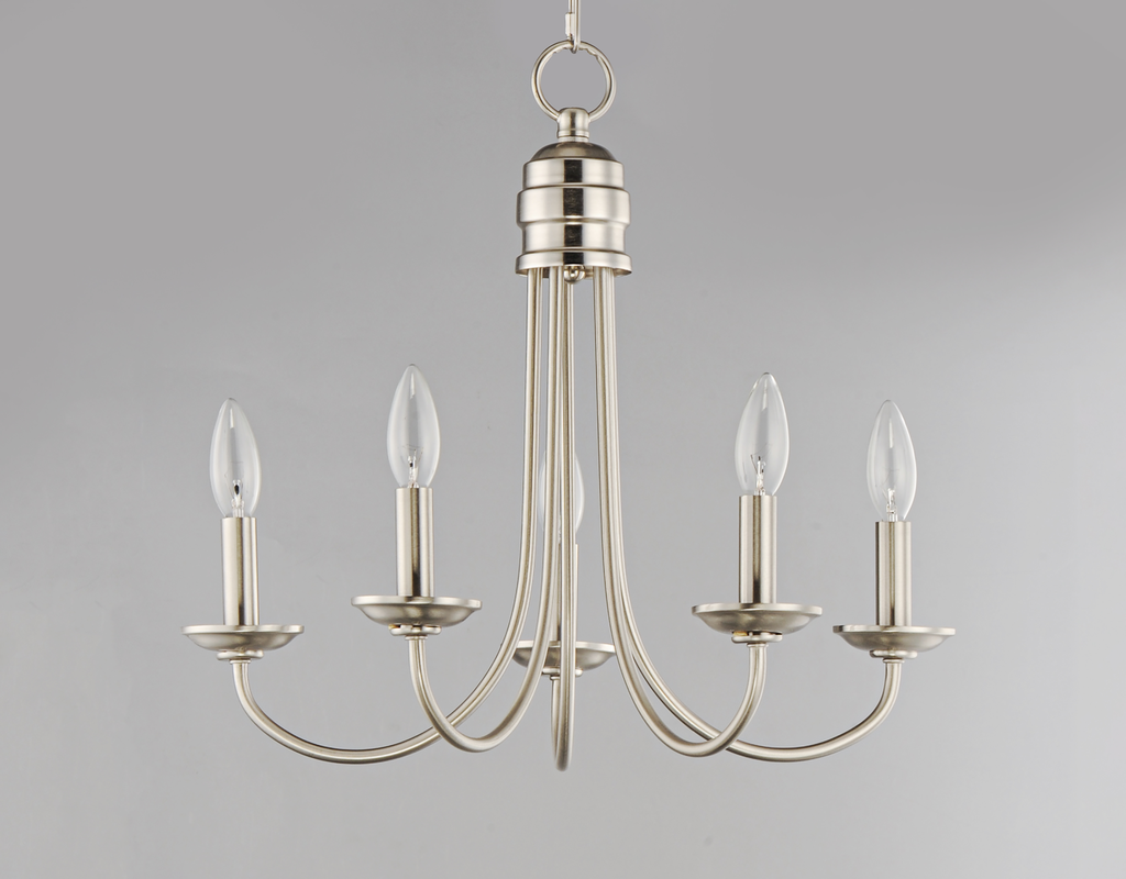Logan 5-Light Candle Chandelier, Satin Nickel