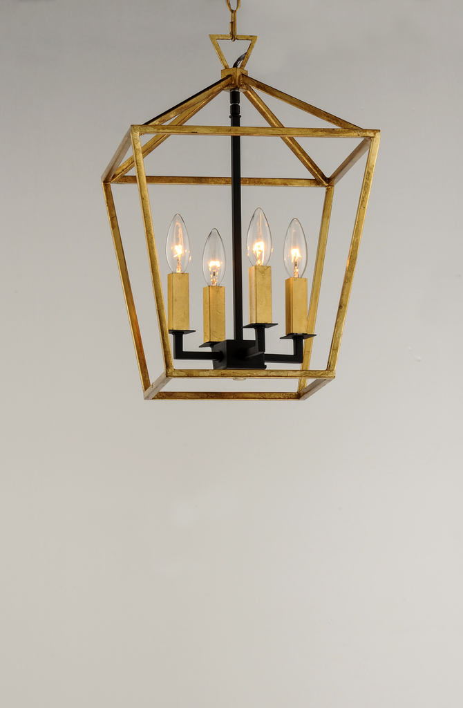 Abode 4-Light Small Chandelier, Gold Leaf / Textured Black