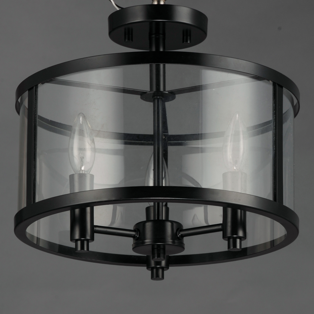 Sentinel 3-Light Semi Flush, Black