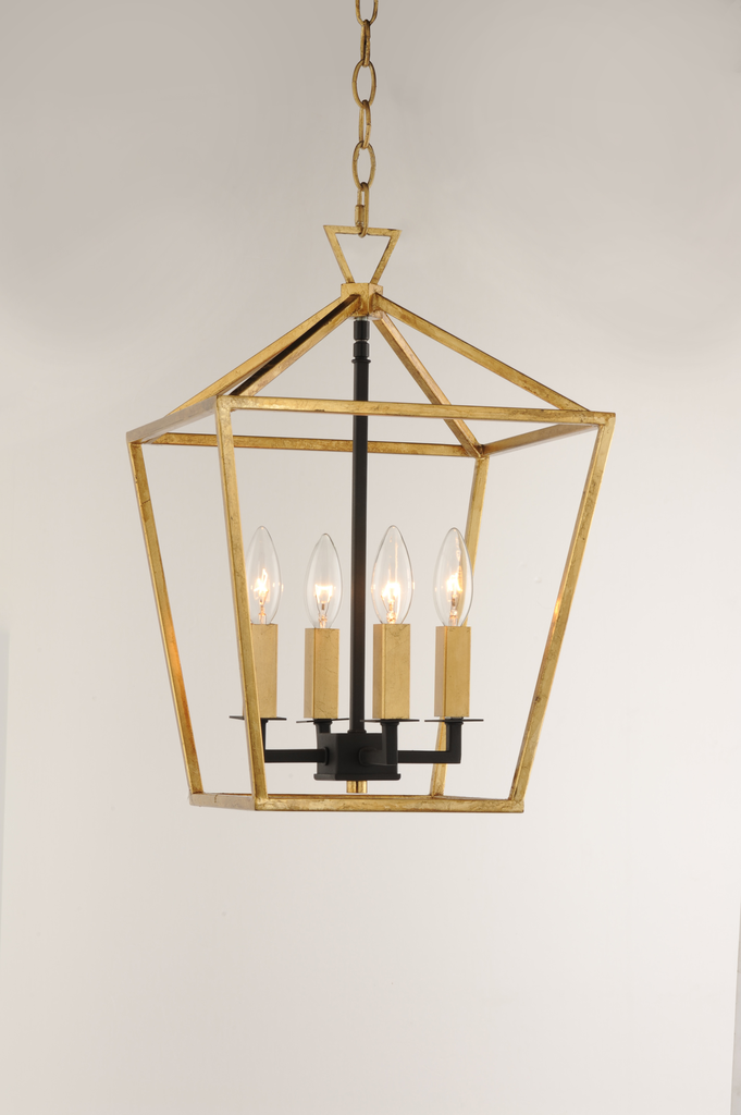 Abode 4-Light Small Chandelier, Gold Leaf / Textured Black