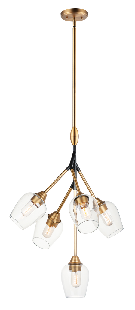 Product image for Savvy 5 Light Pendant - Antique Brass/Black