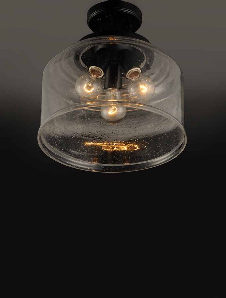 Acadia 3-Light Semi-Flush Mount, Black