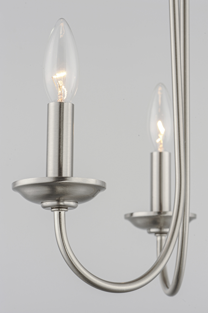 Logan 3-Light Candle Chandelier, Satin Nickel