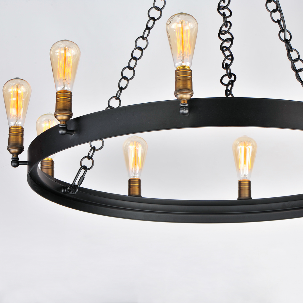 Noble 10-Light Chandelier, Black / Natural Aged Brass