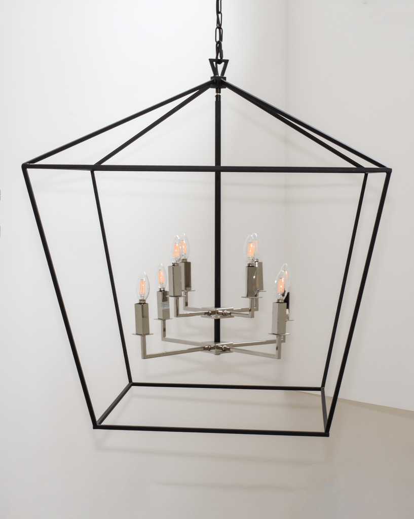 Abode 8-Light Chandelier, Textured Black / Polished Nickel