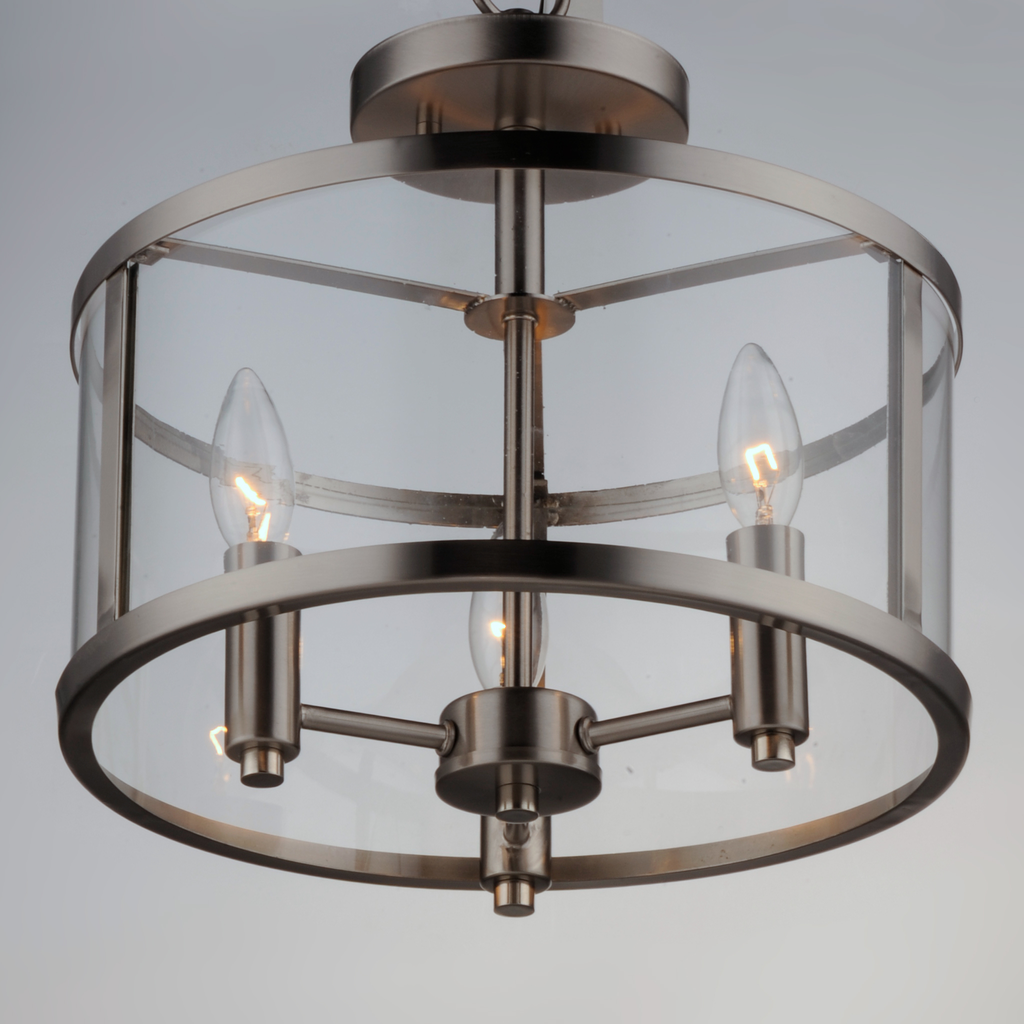 Sentinel 3-Light Semi Flush, Satin Nickel