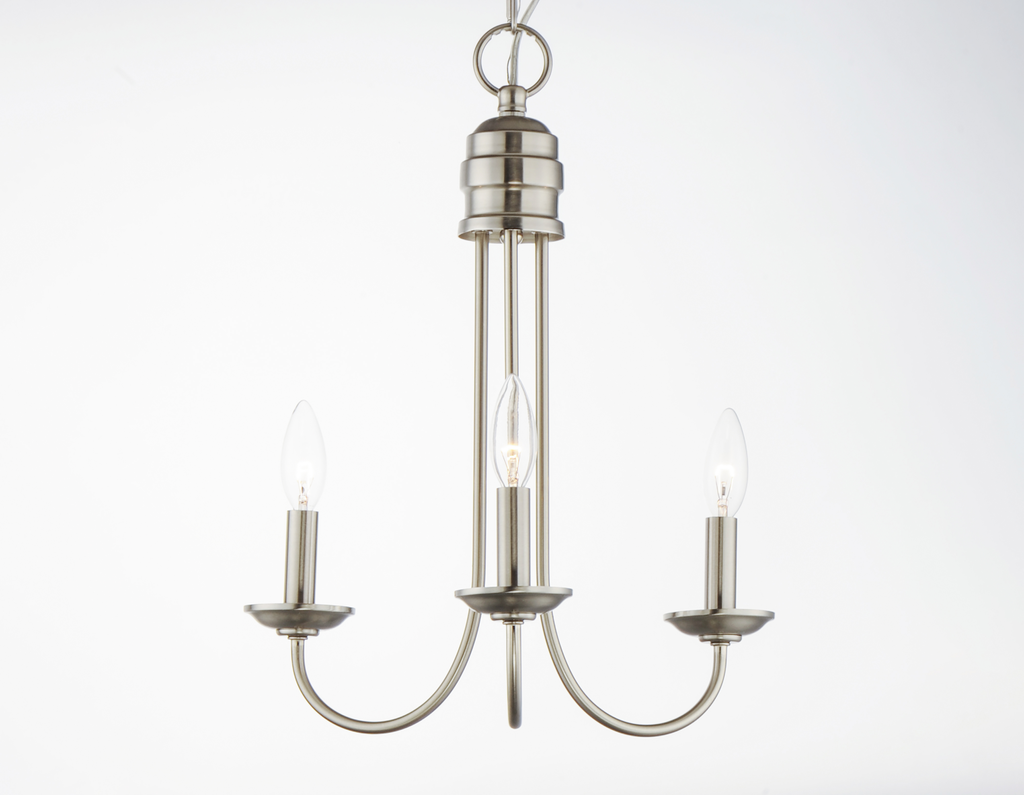 Logan 3-Light Candle Chandelier, Satin Nickel