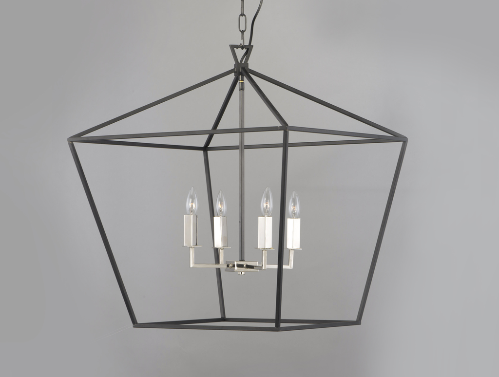 Abode 4-Light Chandelier, Textured Black / Polished Nickel