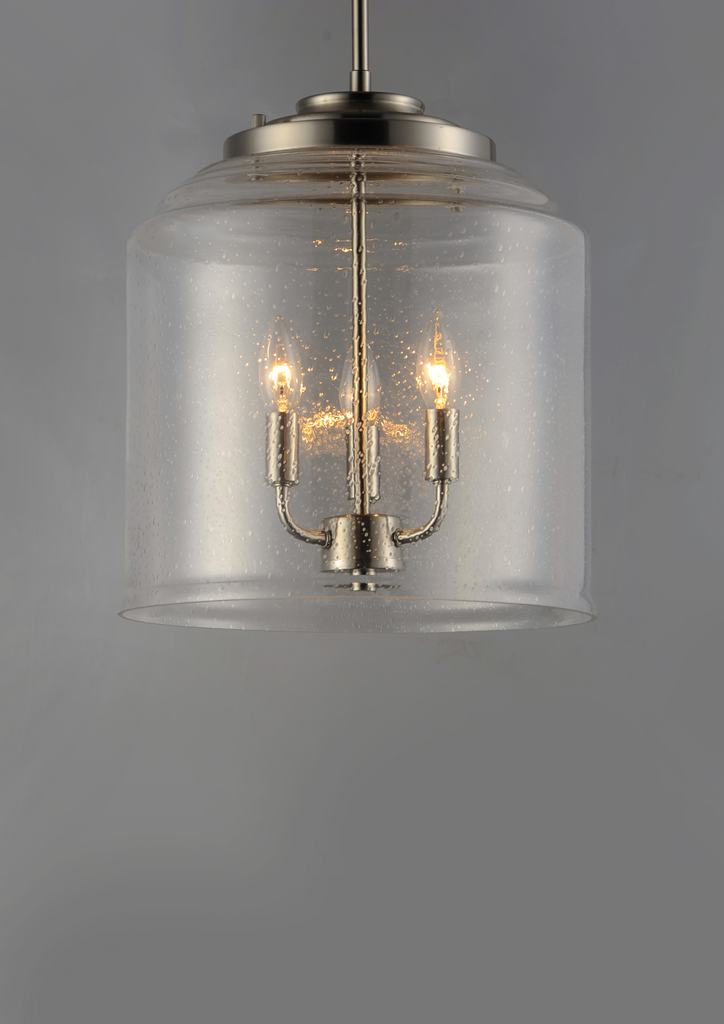 Acadia 3-Light Pendant, Satin Nickel