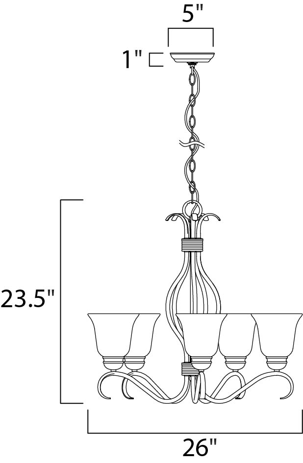 Basix 5-Light Chandelier, Satin Nickel