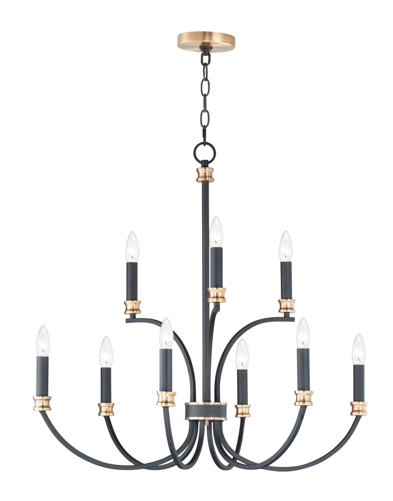 Product image for Charlton 9 Light Chandelier - Black/Antique Brass