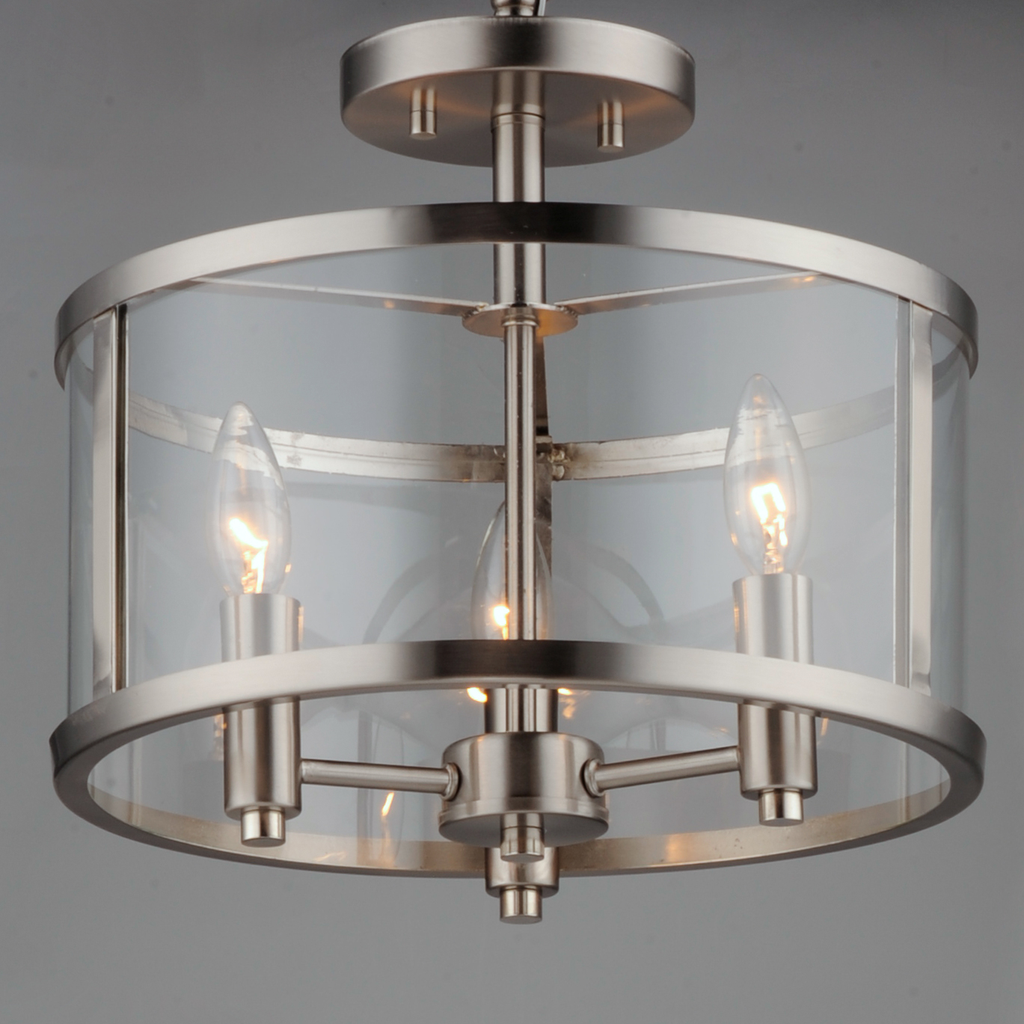 Sentinel 3-Light Semi Flush, Satin Nickel