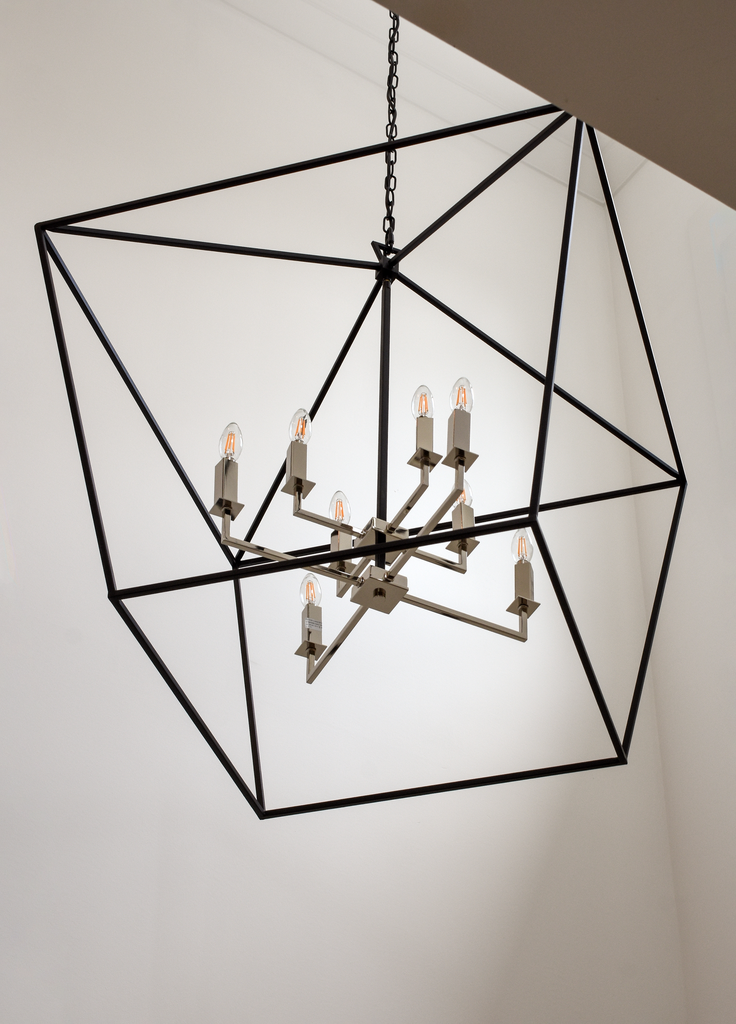 Abode 8-Light Chandelier, Textured Black / Polished Nickel