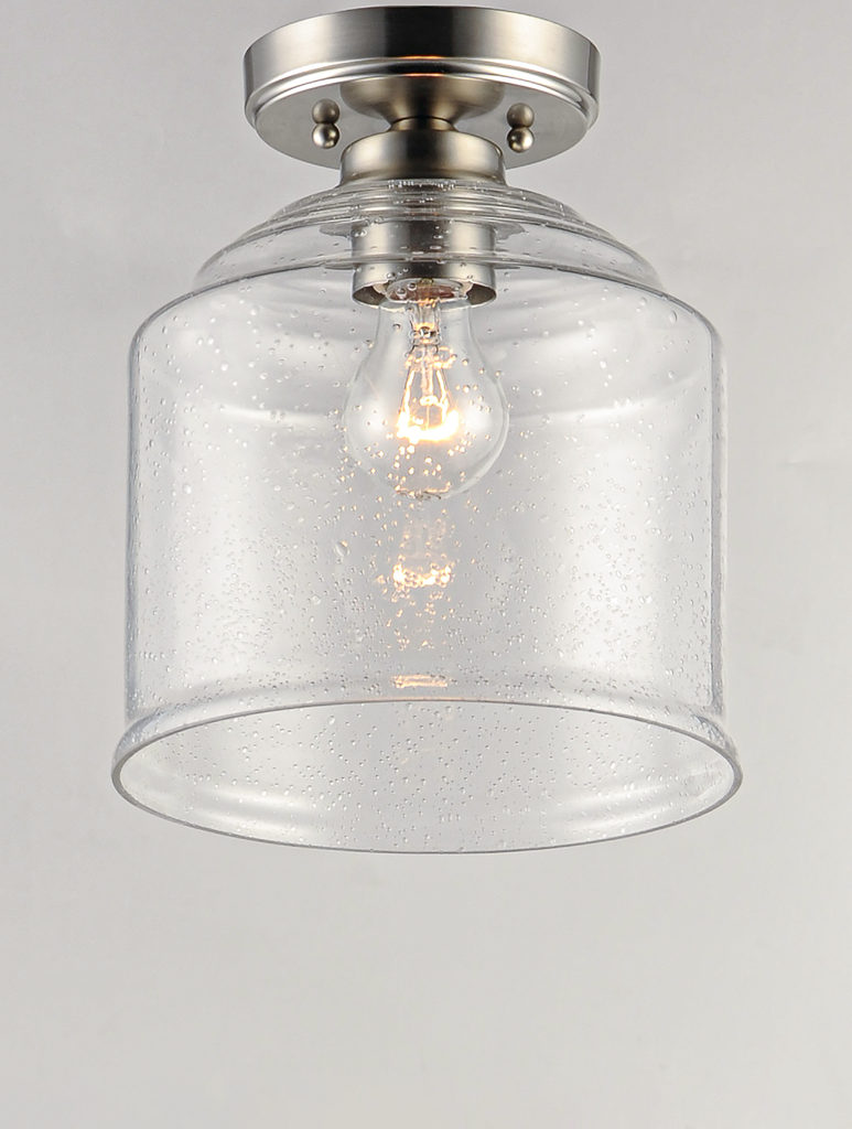 Acadia 1-Light Semi-Flush Mount, Satin Nickel