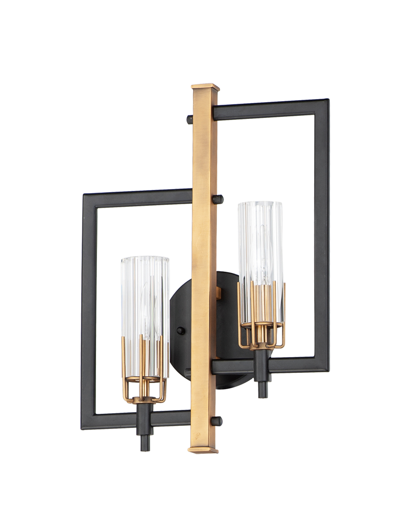 Product image for Flambeau 2 Light Wall Sconce - Black/Antique Brass