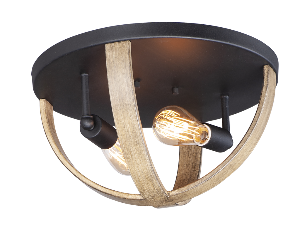 Product image for Compass 2 Light Flush Mount - Black/Barn Wood