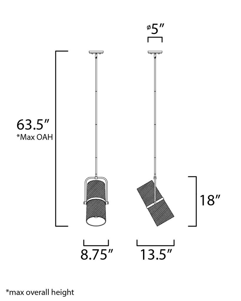 Oscar 2-Light Pendant, Bronze / Antique Brass