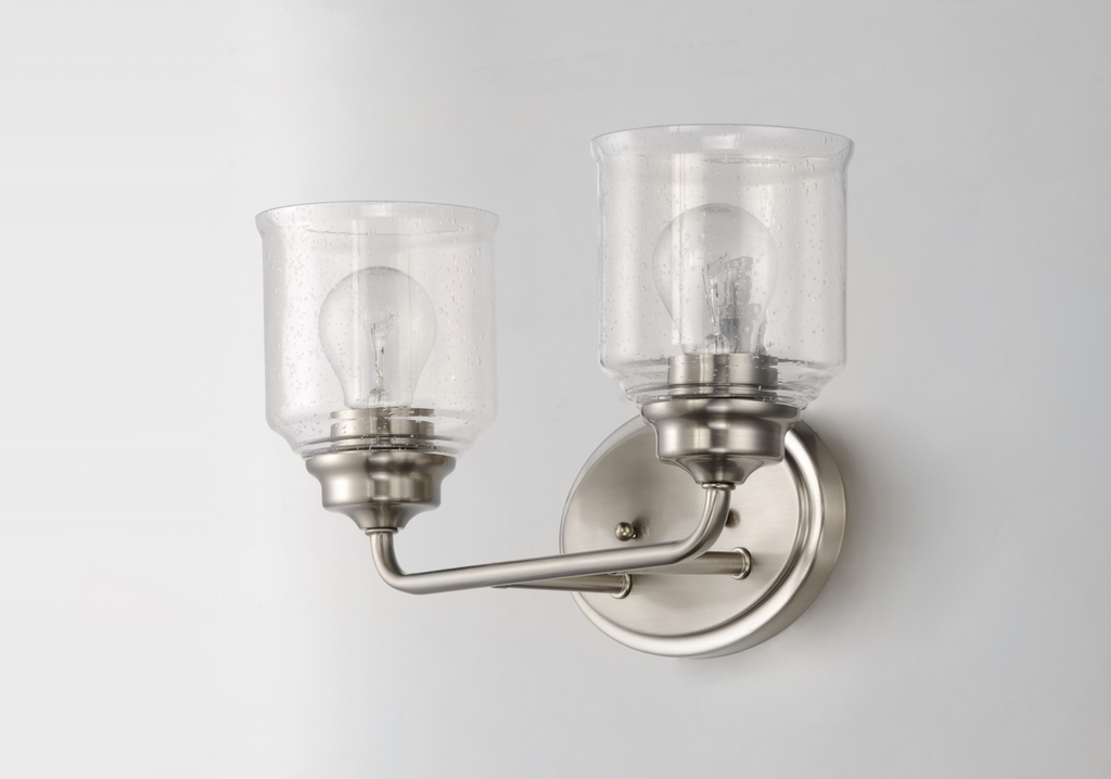 Acadia 2-Light Bath Vanity, Satin Nickel