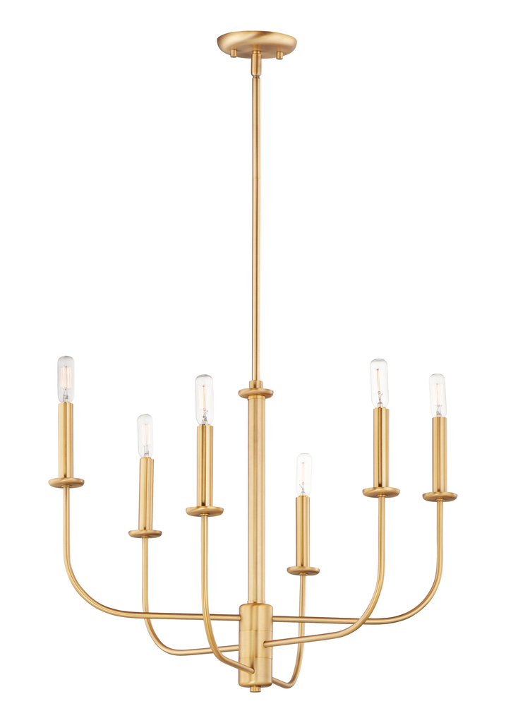 Product image for Wesley 6 Light Chandelier - Satin Brass