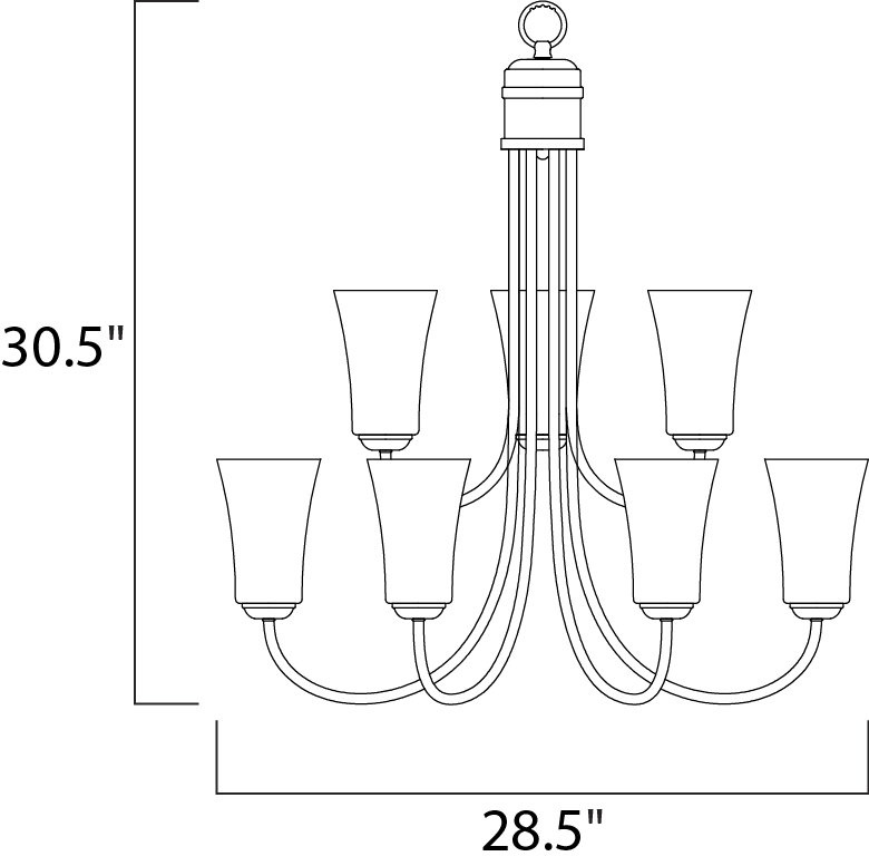 Logan 9-Light Chandelier, Satin Nickel