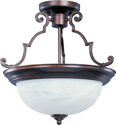 Product image for Essentials 2 Light Semi-Flush Mount - Oil Rubbed Bronze w/ Marble Glass