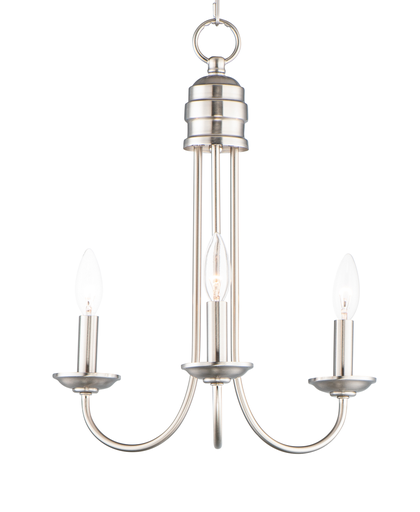 Logan 3-Light Candle Chandelier, Satin Nickel