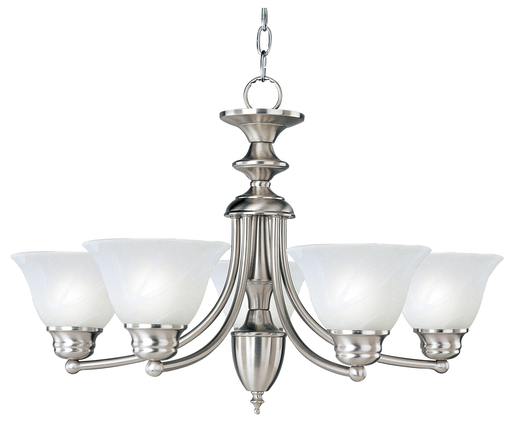 Product image for Malaga 5 Light Chandelier - Satin Nickel w/ Marble Glass