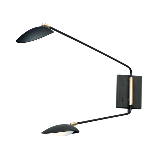 Product image for Scan 2 Light LED Pin-Up Wall Sconce - Black/Satin Brass
