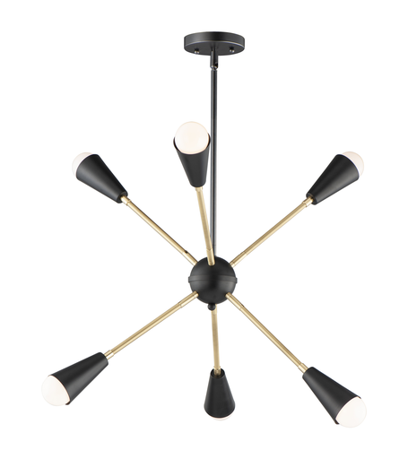 Product image for Lovell 6 Light Chandelier - Black/Satin Brass