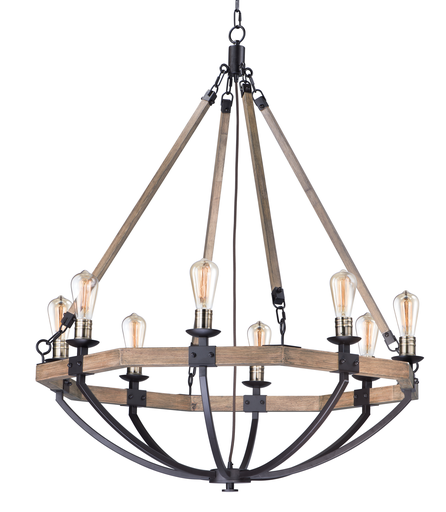 Product image for Lodge 8 Light Chandelier - Weathered Oak/Bronze