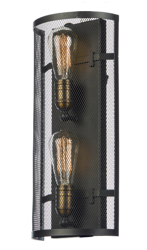 Product image for Palladium 2 Light Wall Sconce - Black/Natural Aged Brass