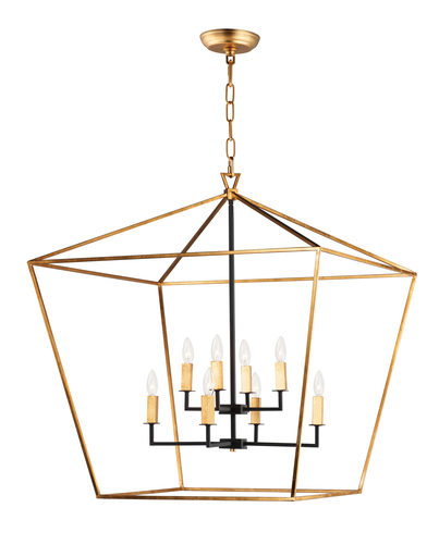 Product image for Abode 8 Light Chandelier - Gold Leaf/Textured Black