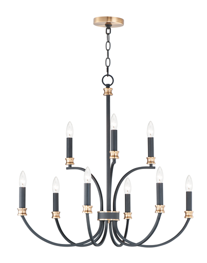 Product image for Charlton 9 Light Chandelier - Black/Antique Brass