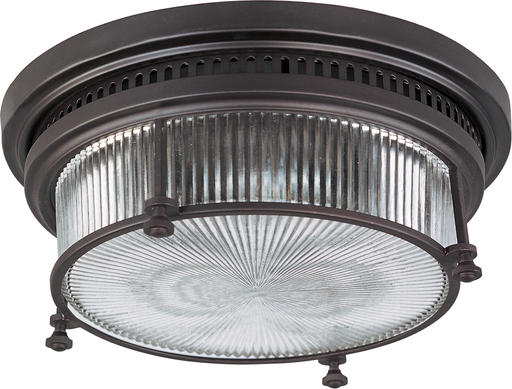 Product image for Hi-Bay 2 Light Flush Mount - Bronze w/ Clear Halophane Glass