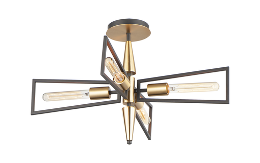 Product image for Wings 4 Light Semi-Flush Mount - Black/Satin Brass