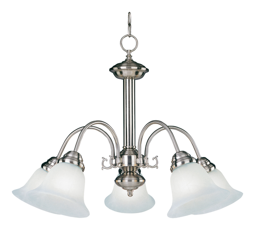 Product image for Malaga 5 Light Chandelier - Satin Nickel w/ Marble Glass