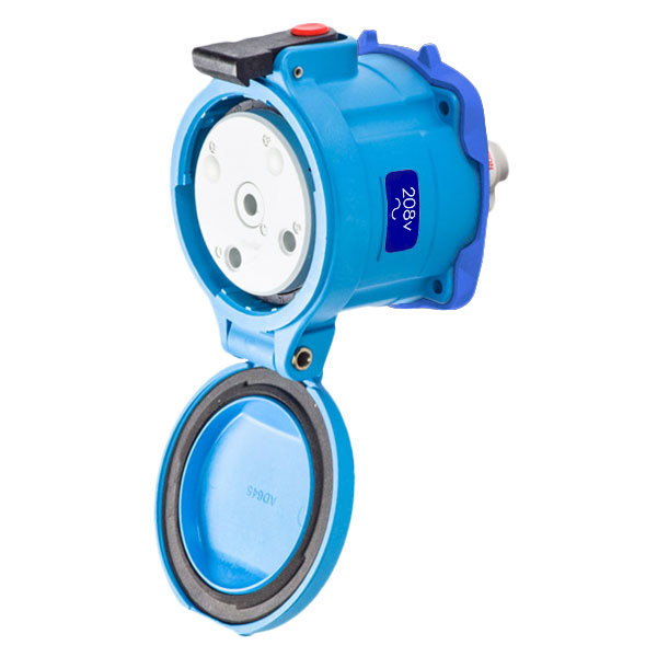 Product image for Meltric 33-64162-4X DS60 Receptacle, Poly, Blue, Size 4, Type 4X, 2P+G, 60A, 208 VAC, 60 Hz, Type 4x watertightness