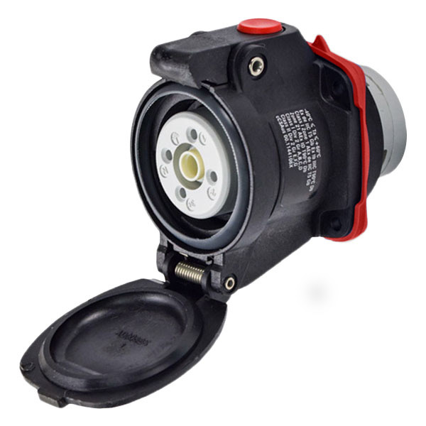 Product image for Meltric 22-14047 DXN20 Receptacle, Poly, Black, Size 1, IP66/IP67, 3P+N+G, 20A, 480 VAC, 60 Hz