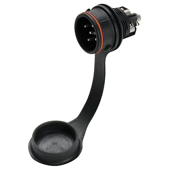 Product image for Meltric 06E8007 PNCX Inlet, Poly, Black, Size P, IP66/IP67/IP69, 4P+G, 5A, 250 VAC, 60 Hz